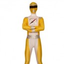 Yellow And Silver Lycra Spandex Super Hero Costume