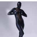 Black Shiny Metallic Lycra Female Full body Zentai Suit