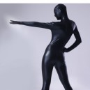 Black Shiny Metallic Lycra Female Full body Zentai Suit