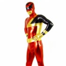 Red and Black Shiny Metallic  Super Hero Unisex Full body Zentai Suit Zentai Catsuit