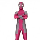 Rose Pink And Gray Lycra Spandex Full body Zentai Suit