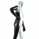 Silver and Black Shiny Metallic Unisex Full body Zentai Suit