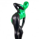 Black And Green Shiny Metallic Full body Zentai Suit