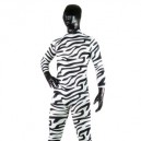 Black And White Zebra Patern Shiny Metallic Lycra Spandex Full body Zentai Suit