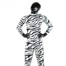 Black And White Zebra Patern Shiny Metallic Lycra Spandex Full body Zentai Suit