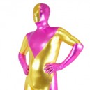 Cherry Pink And Gold Shiny Metallic Super Hero Full body Zentai Suit