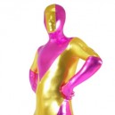 Cherry Pink And Gold Shiny Metallic Super Hero Full body Zentai Suit