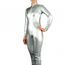 Supply Cool Silver PVC Front Open Unisex Catsuit