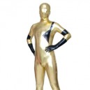 Gold And Black Shiny Metallic Unisex Full body Zentai Suit