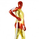 Gold And Red Shiny Metallic Full body Zentai Suit