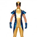 Supply Gold Blue And Black Shiny Metallic Super Hero Full body Zentai Suit