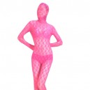 Pink Transparent Lace Velour Full body Zentai Suit