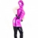 Pink and Black Shiny Metallic Full body Zentai Suit with White Arms Black Hands