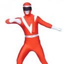 Red And White Lycra Shiny Metallic Super Hero Full body Zentai Suit