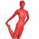 Supply Red Transparent Lace Velour Full body Zentai Suit