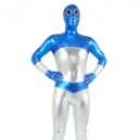 Silver And Blue Shiny Metallic Full body Zentai Suit