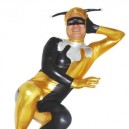 Yellow And Black Shiny Metallic Unisex Full body Zentai Suit