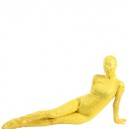 Yellow Shiny Metallic Golden Stripes Breathable Elastic Full body Zentai Suit Zentai