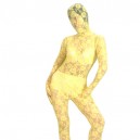 Yellow Transparent Lace Velour Full body Zentai Suit