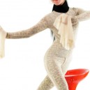 Leopard Stripe Lycra Spandex Catsuit with Velour Outfit Cover
