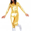 Golden Shiny Metallic Front Open Unisex Catsuit