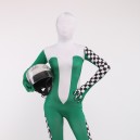 Green Formula One Full Body Spandex Holiday Unisex Cosplay Zentai Suit