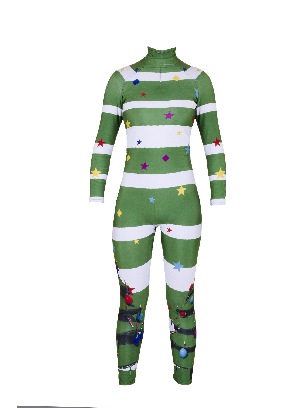 3D Printed Christmas Cosplay Zentai Suit Costume - Green