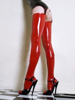 Sexy Red Zentai Latex Stockings