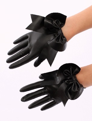 Zentai Black Big Bow Zentai Latex Gloves