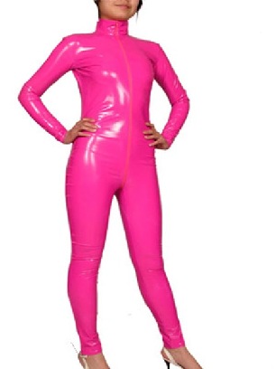 Pink Closure PVC Catsuit Costume