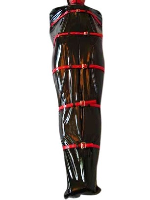 Black and Red Shiny Metallic Catsuit Zentai Costume