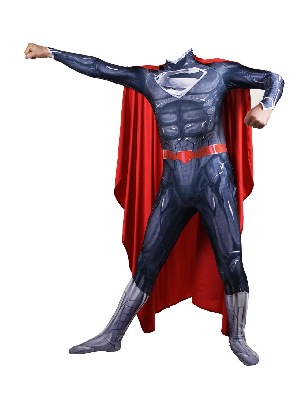 Justice Superman League New Style Black Muscle Superman Bodysuit Superman Cosplay Suit with shawl