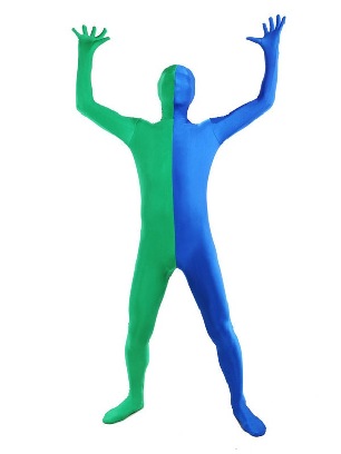 Halloween Blue and Green Full Body Lycra Spandex Zentai costume