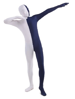 White Navy Lycra Spandex Zentai Suit Unisex Full Body costume