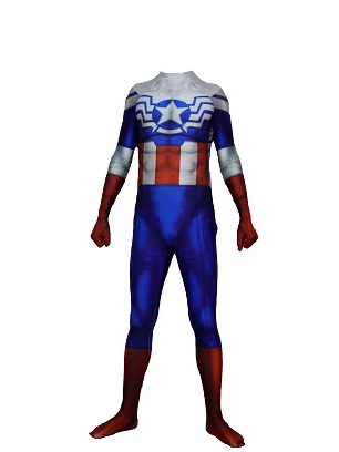 Halloween 3D printed Captain America costume one-piece cosplay zentai suit