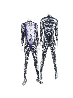 Halloween costume jumpsuit black and white texture striped cosplay Zentai suit