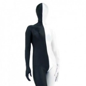 Full Body Full body Zentai Suit Zentai Tights Half Black Half White Spandex Full body Zentai Suit