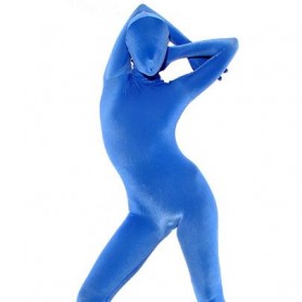Blue Cotton Lycra Unisex Catsuit