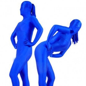 Blue Lycra Spandex Unisex Full body Zentai Suit Zentai with Horse Tail