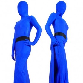 Skirt Style Blue Lycra Spandex Unisex Full body Zentai Suit in