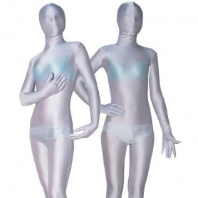 Unicolor Full Body Full body Zentai Suit Zentai Tights Silver White Transparent Lycra Spandex Unisex Full body Zentai Suit Zentai