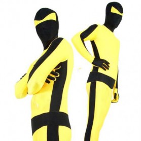 Black with Yellow Lycra Spandex Unisex Full body Zentai Suit