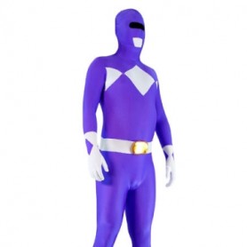 Violet and White Lycra Spandex Unisex Full body Zentai Suit