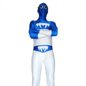 Blue and White Lycra Spandex  Unisex Full body Zentai Suit