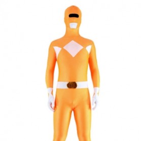 Orange And White Lycra Spandex Unisex Super Hero Full body Zentai Suit