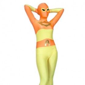 Orange And Yellow Spandex Full body Zentai Suit