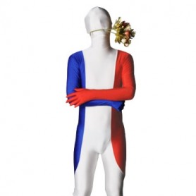 Pattern of French Flag Unisex Lycra Full body Zentai Suit