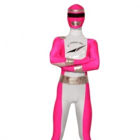 Pink And Silver Lycra Spandex Super Hero Costume