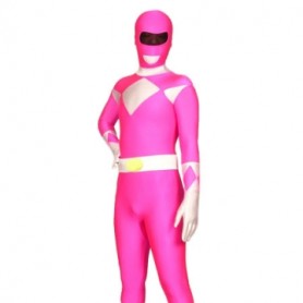 Pink And White Lycra Spandex Super Hero Full body Zentai Suit