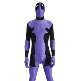 Purple And Black Lycra Spandex Unisex Full body Zentai Suit